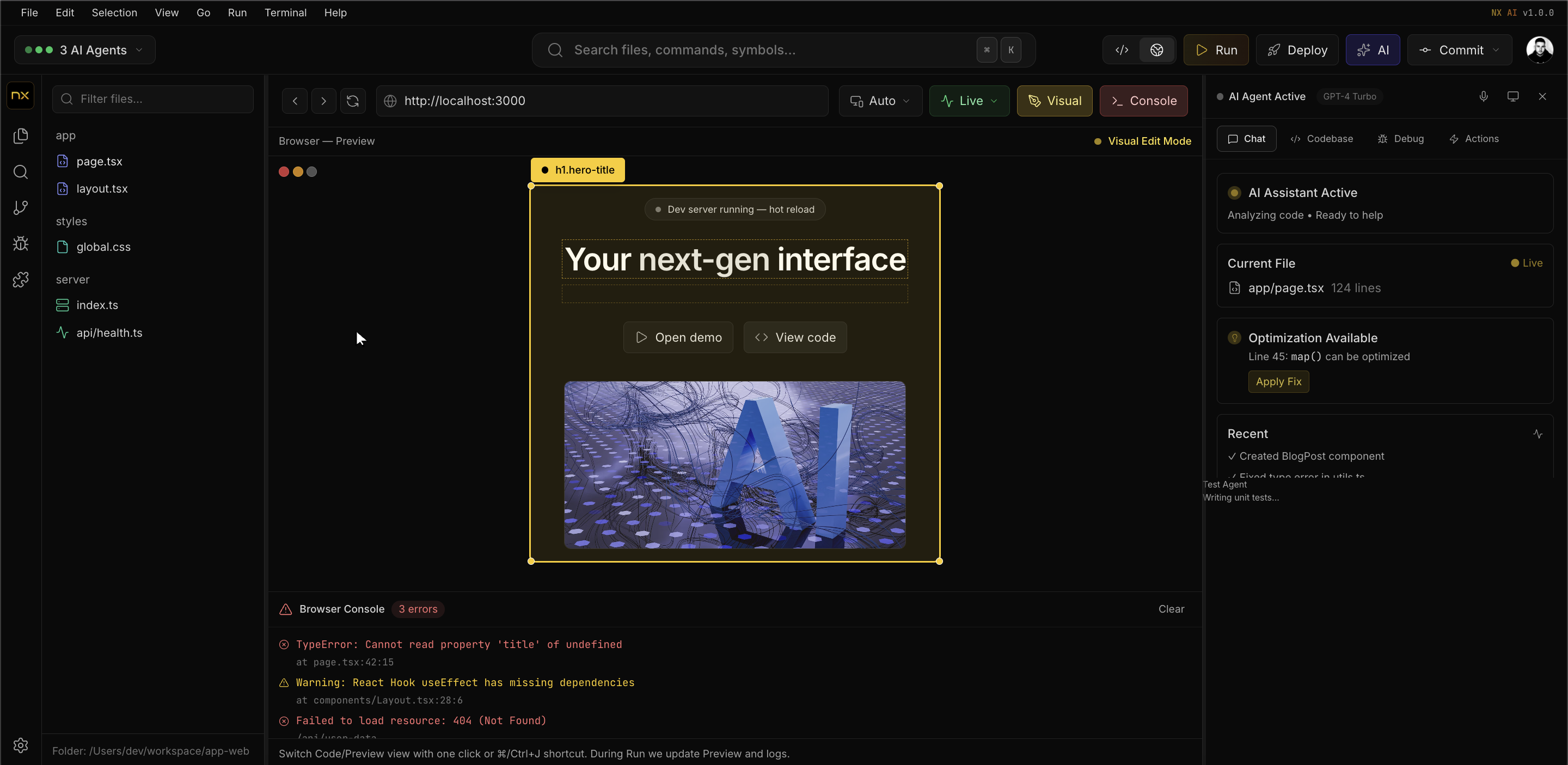 Full NX AI IDE Interface